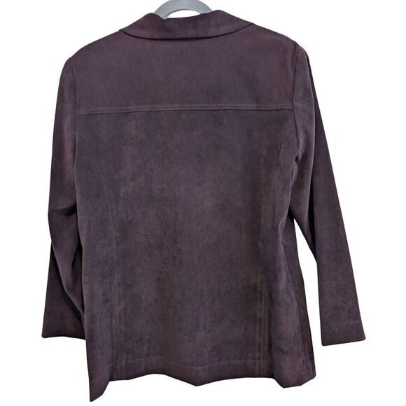 Worthington Burgundy‎ Velvet Velour Button Blazer Jacket Women Size 8P - Picture 5 of 11